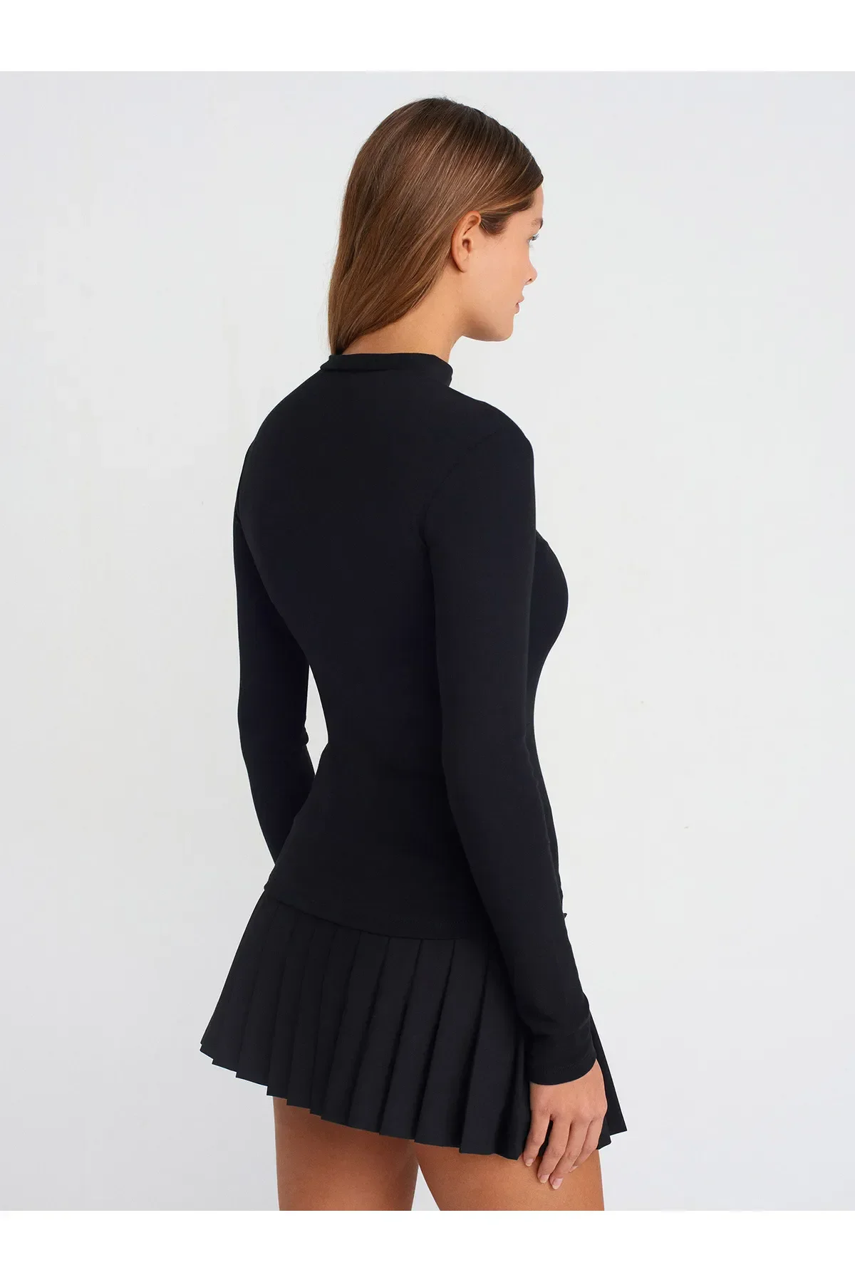 Yarım Balıkçı Yaka Top-Siyah