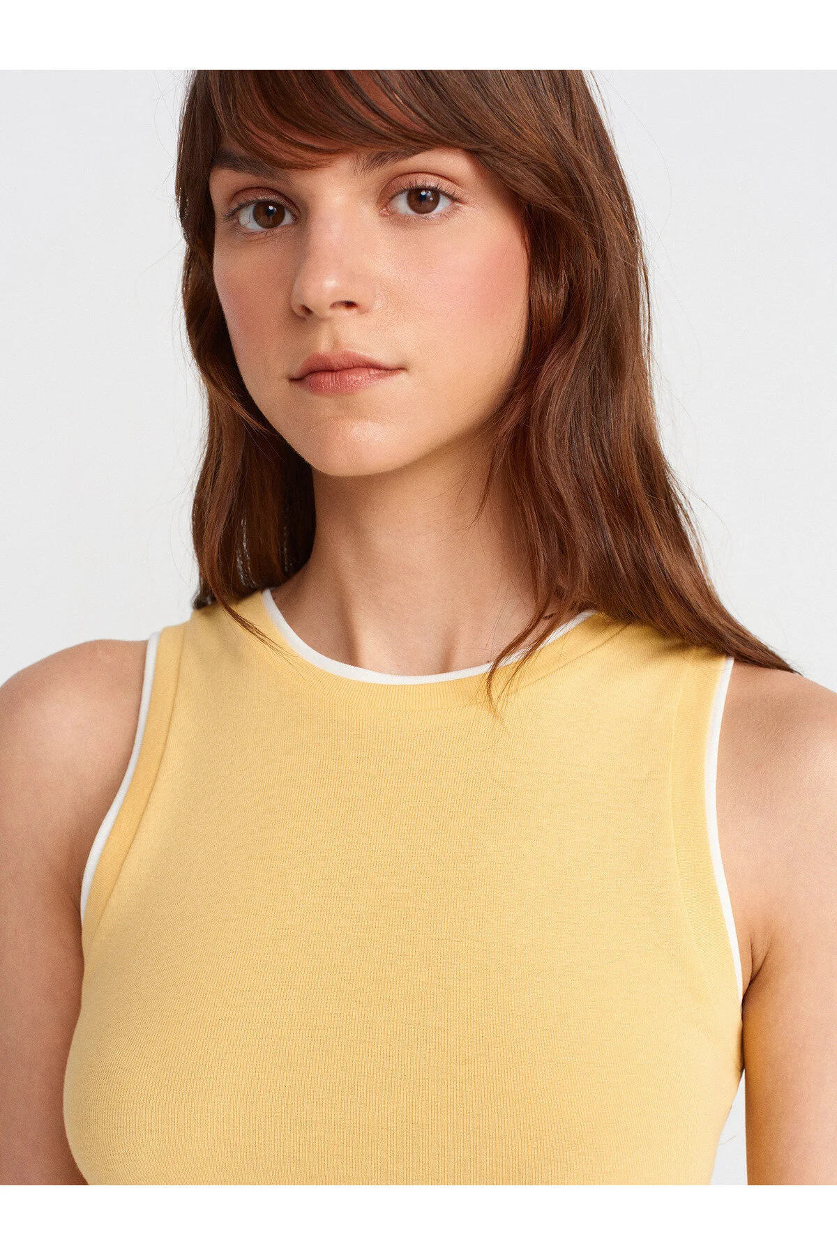 Çift Görünümlü Kolsuz Top-Sarı