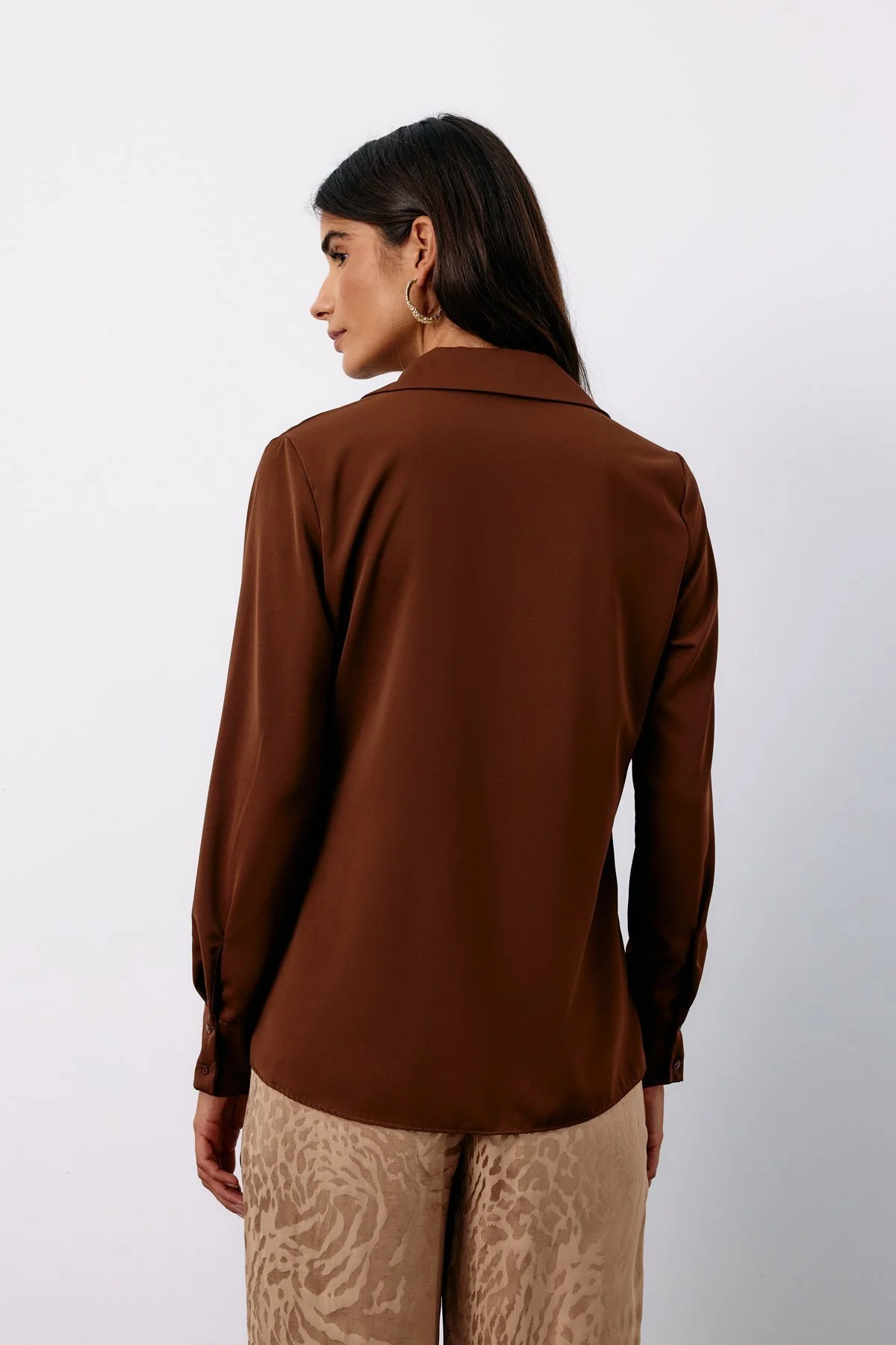 Klasik Düz Gömlek - Kahve