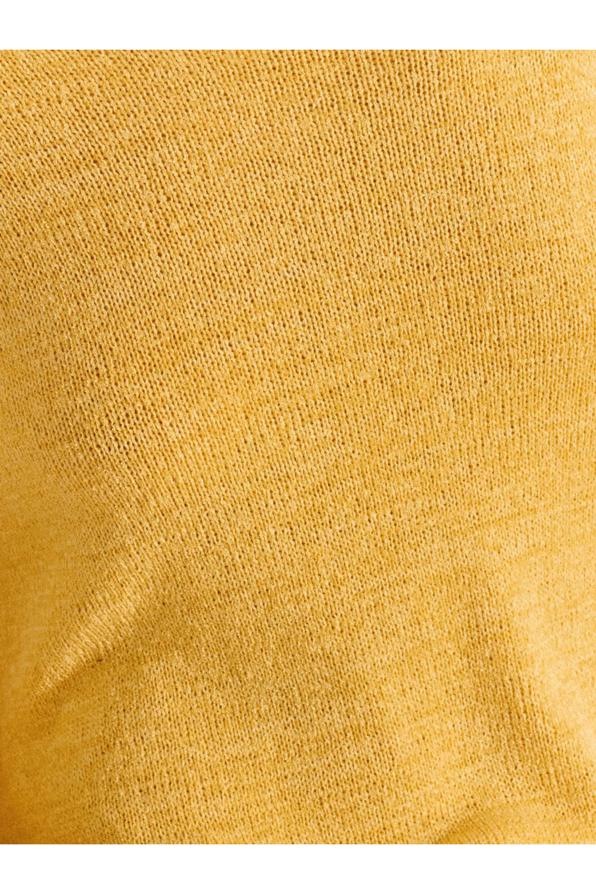 Oval Yaka Yumuşak Dokulu Triko Kazak-Sarı