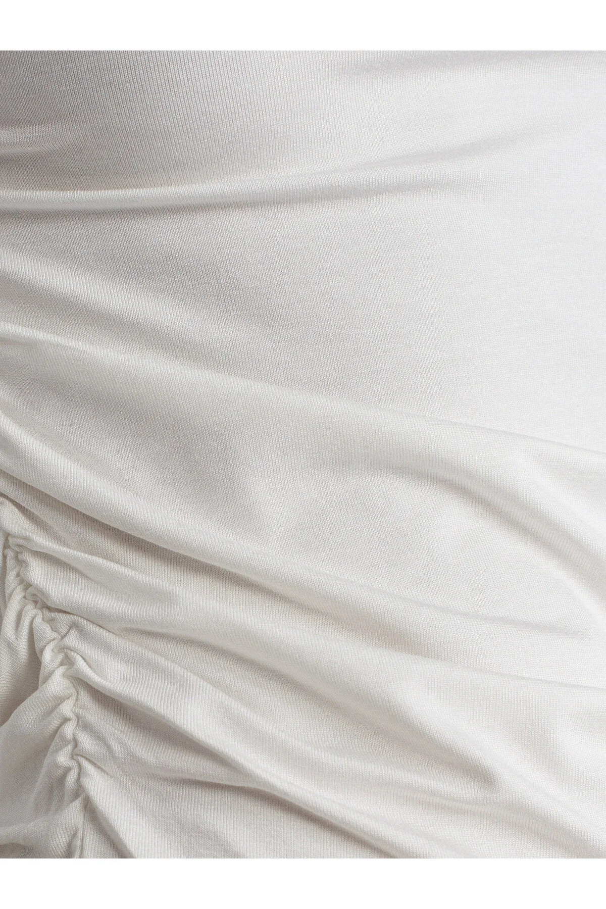 Büzgülü Viskon Uzun Kollu Top-Ekru